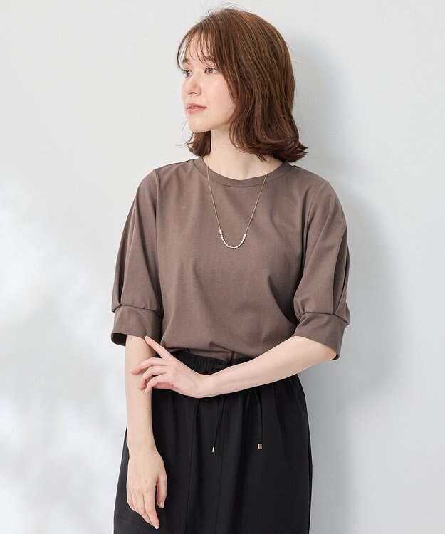 ANY 【洗濯機可】パフスリーブプルオーバー モカ