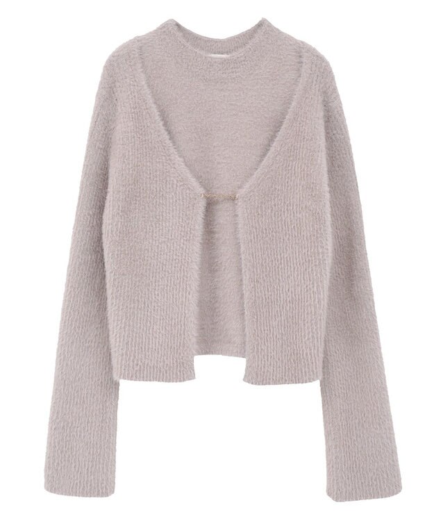 earth music&ecology SET2点チャーム付きシャギーニット＋インナー Light Beige