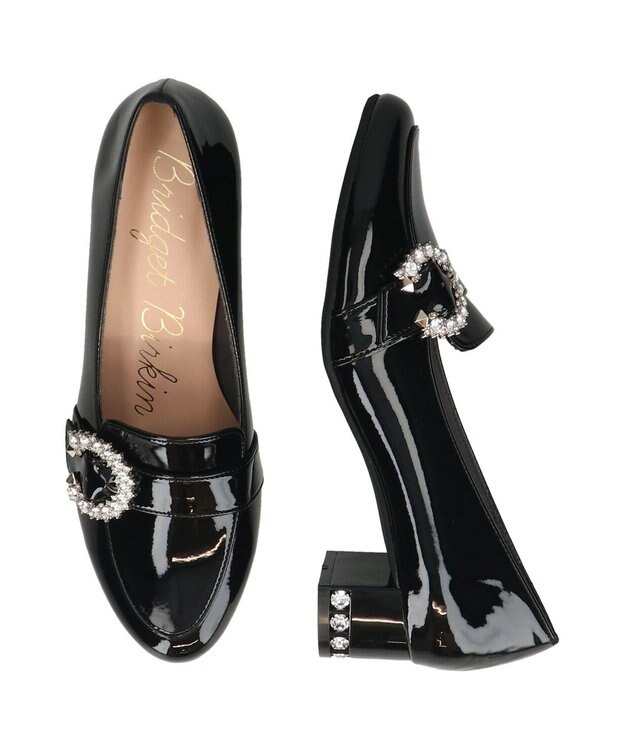 Bridget Birkin 【Bridget Birkin】ヒールアップバックルベルトローファー ブラックエナメル