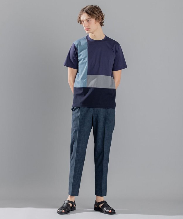 JOSEPH HOMME カラーコットンブロック クルーネックＴシャツ ネイビー系3