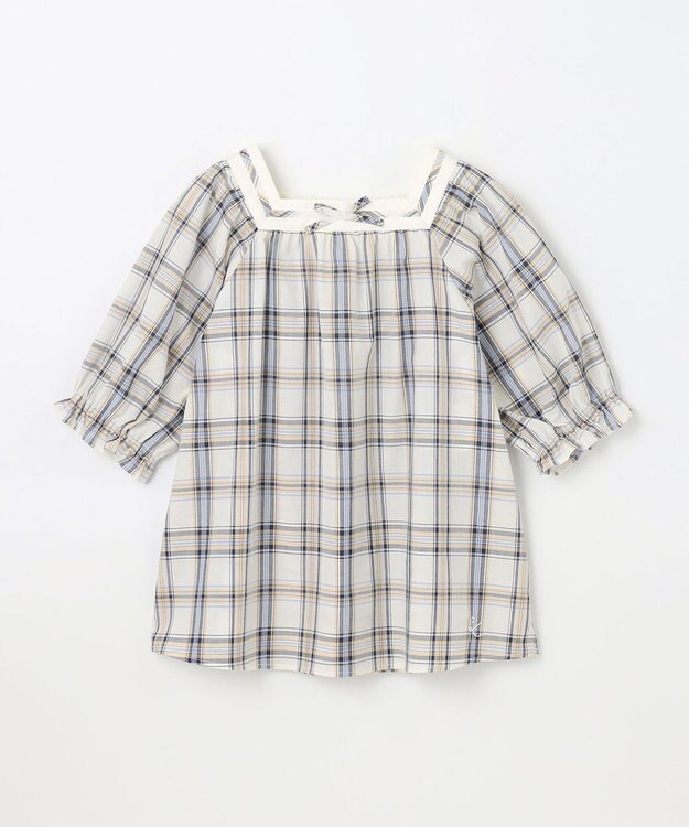 組曲 KIDS 【150-160㎝】プランタンチェック ブラウス ベージュ