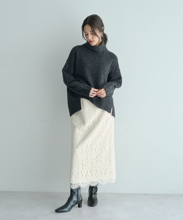 YECCA VECCA スリットタートルネックニット Sax