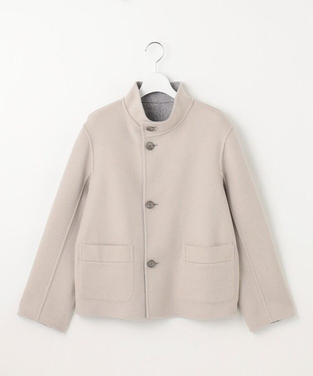 J.PRESS LADIES 【リバーシブル】ウールナイロンリバー スタンドカラー コート ライトグレー×ベージュ系
