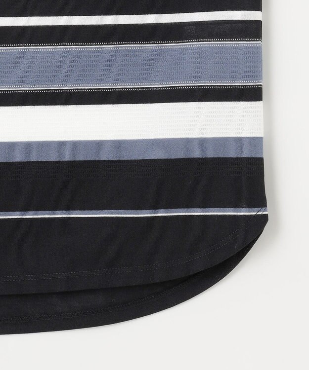 J.PRESS LADIES L パネルボーダー フレンチスリーブ カットソー ブラック系1