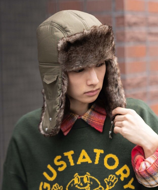 WEGO 【ユニセックス着用ITEM/暖かい】フライトキャップ カーキ