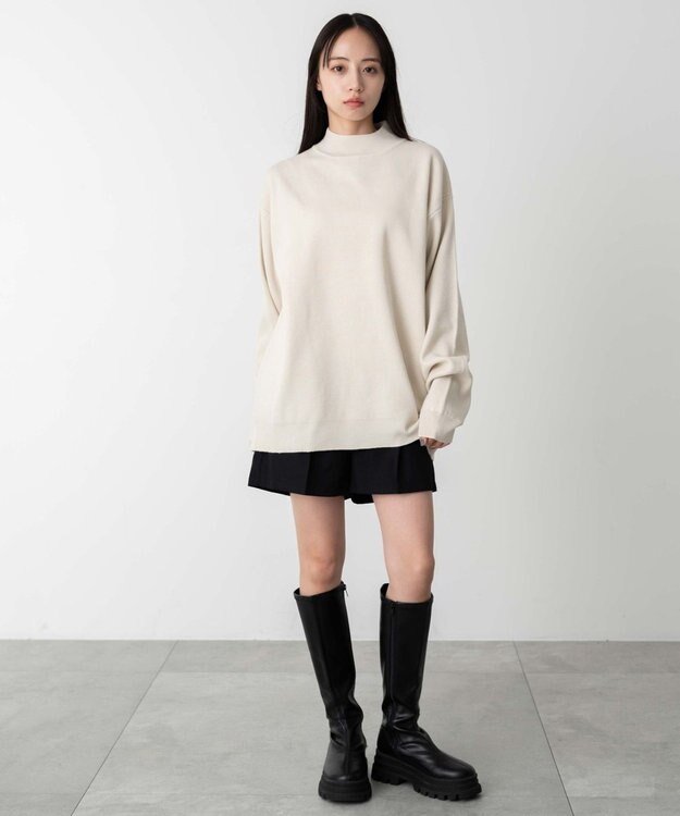 WEGO 【ユニセックス着用ITEM】ミラノリブモックネックプルオーバー ホワイト