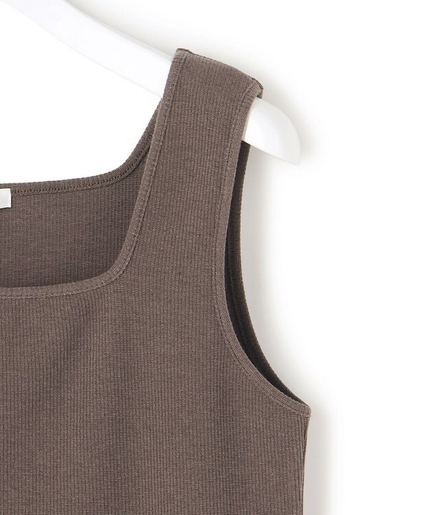 23区 S シャイニーリブ スクエアネック タンクトップ ブラウン系