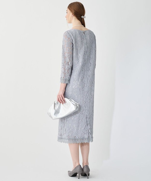 23区 L 【APPLAUDIR】モールフラワーレース ドレス サックスブルー系