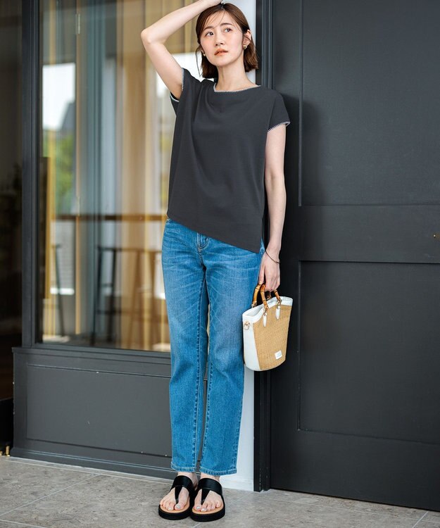 23区 【CLASSY.6月号掲載/Oggi4月号掲載】雑材 バンブー ハンドル ショルダー ホワイトミックス