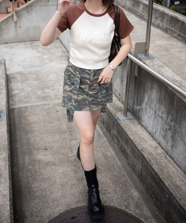 WEGO ヴィンテージウォッシュサス付スカパン 柄1