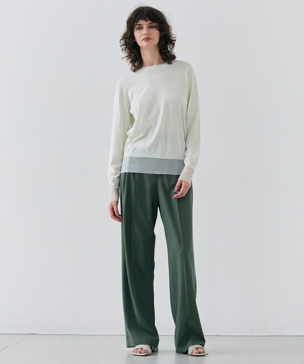 BEIGE， 【GISELe 6月号掲載】OREGANO / サマーウールタックワイドパンツ Olive