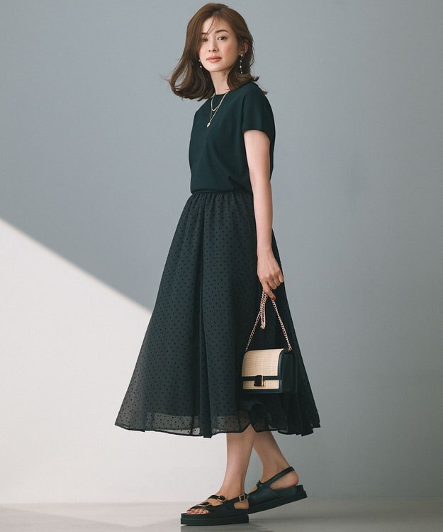 23区 S 【接触冷感/洗える】フレンチスリーブ IT TEE ブラック系