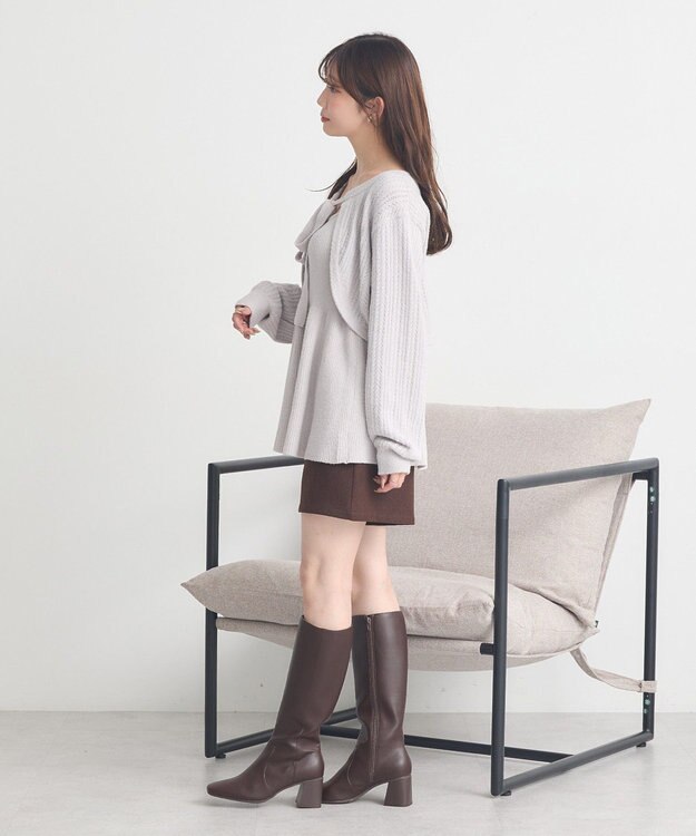 earth music&ecology 【SET ITEM】SET2点ショートボレロ＋ペプラムニットキャミ Gray