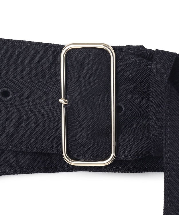 BEIGE， 【洗える】BERNARD / リネンワイドポケット付きラップベルト Navy