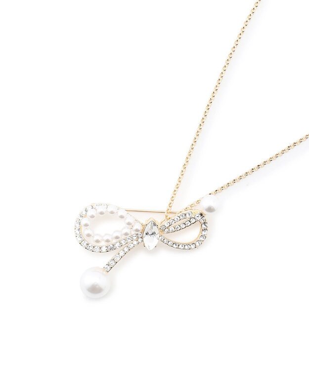 TOCCA 【八木アリサさん着用】SHAKE RIBBON 2WAY BROOCH NECKLACE ブローチネックレス ゴールド系