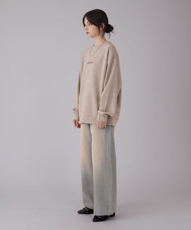 WEGO 【ユニセックス着用ITEM/2点SET/MLサイズ展開】アクセ付きフェイクスウェードプルオーバー ライトベージュ