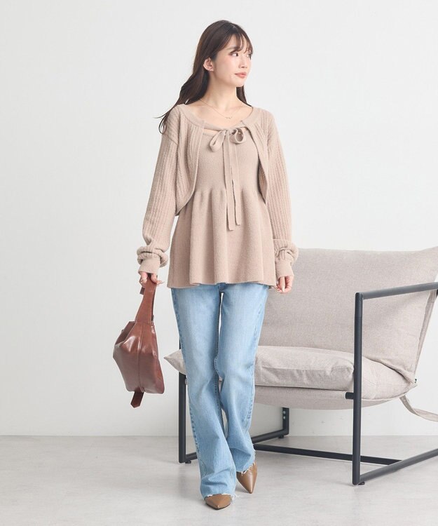 earth music&ecology 【SET ITEM】SET2点ショートボレロ＋ペプラムニットキャミ Beige