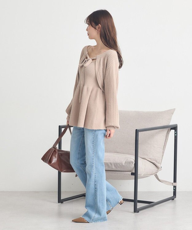 earth music&ecology 【SET ITEM】SET2点ショートボレロ＋ペプラムニットキャミ Beige