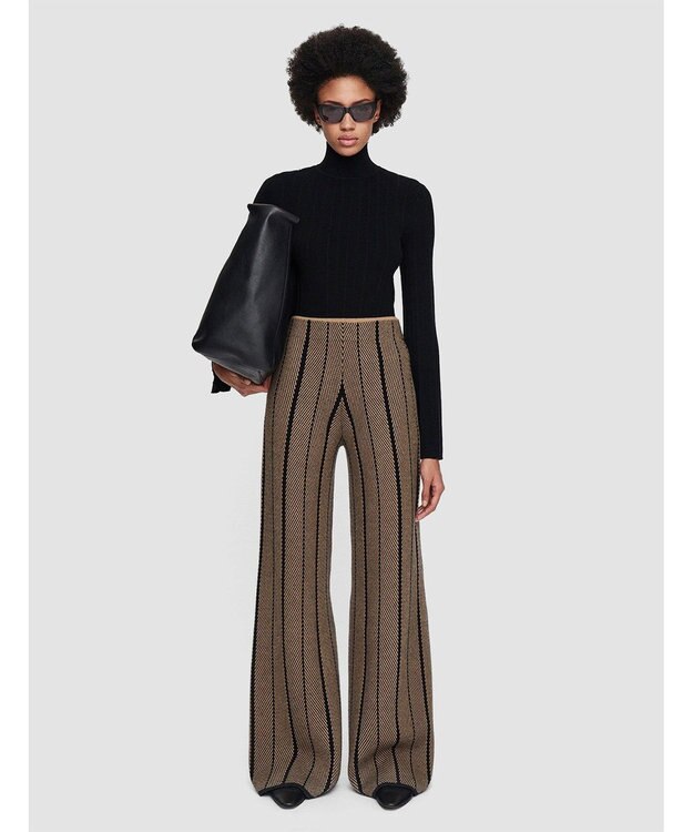 JOSEPH シェブロンジャガード　ニットトラウザーズ Black/Oak