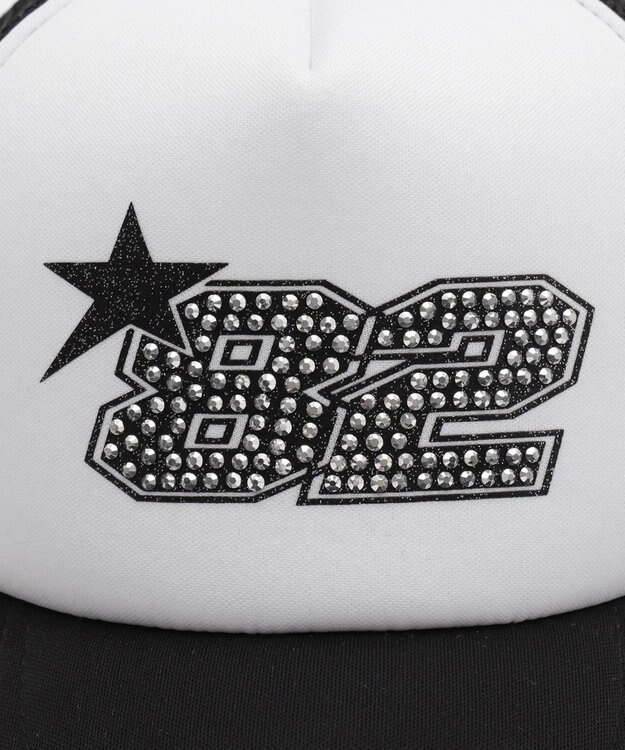 WEGO ナンバリングラインストーンメッシュキャップ ブラック