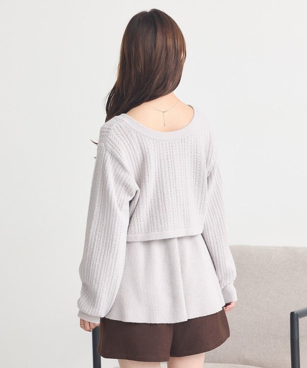 earth music&ecology 【SET ITEM】SET2点ショートボレロ＋ペプラムニットキャミ Gray