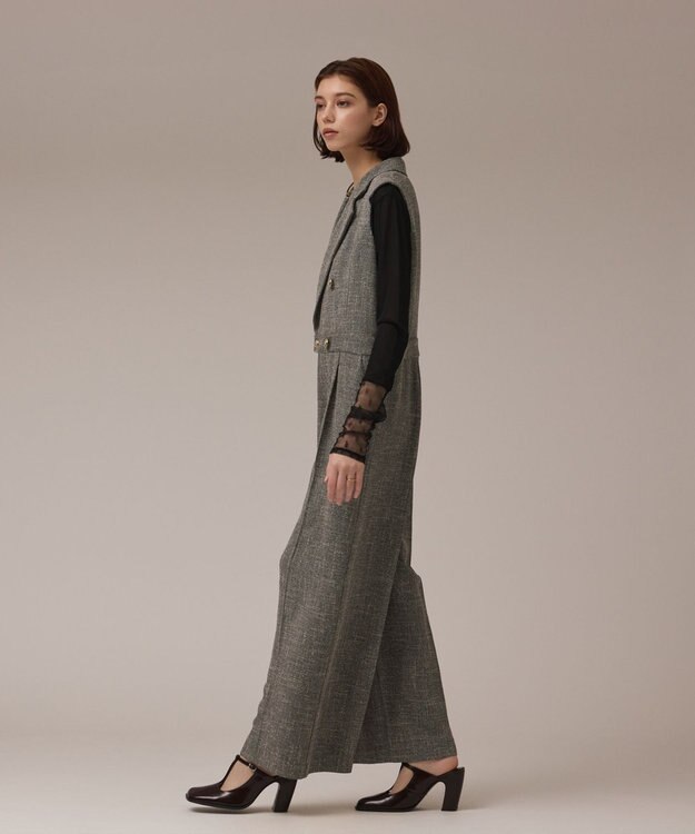GRACE CONTINENTAL ツイードテーラーサロペット グレー
