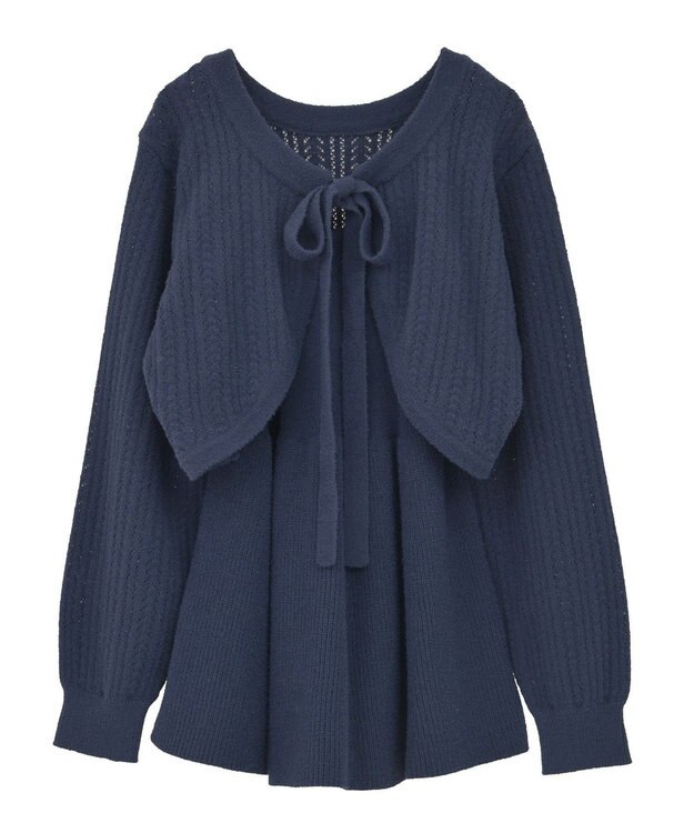 earth music&ecology 【SET ITEM】SET2点ショートボレロ＋ペプラムニットキャミ Navy