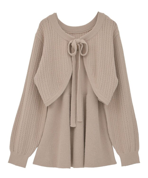 earth music&ecology 【SET ITEM】SET2点ショートボレロ＋ペプラムニットキャミ Beige