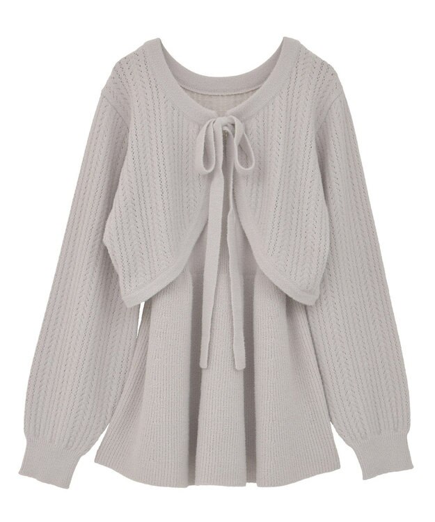 earth music&ecology 【SET ITEM】SET2点ショートボレロ＋ペプラムニットキャミ Gray