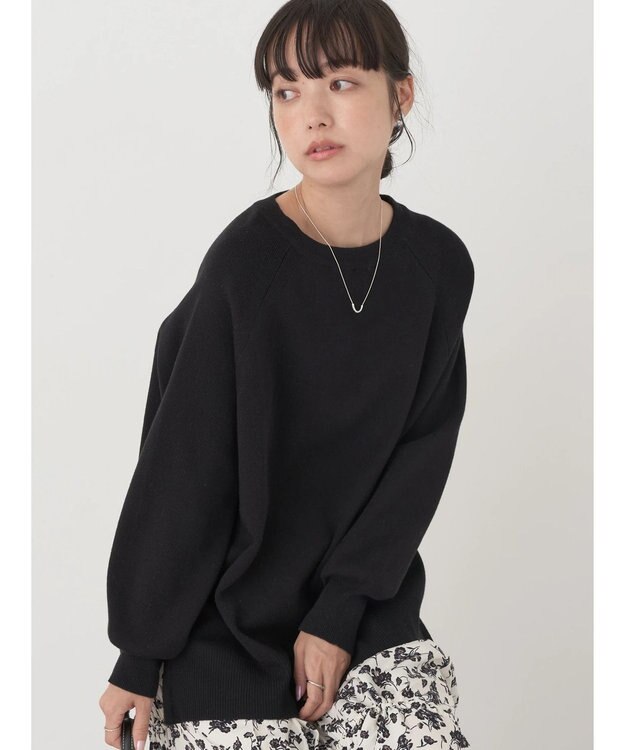 earth music&ecology サイドスリットルーズチュニック Black