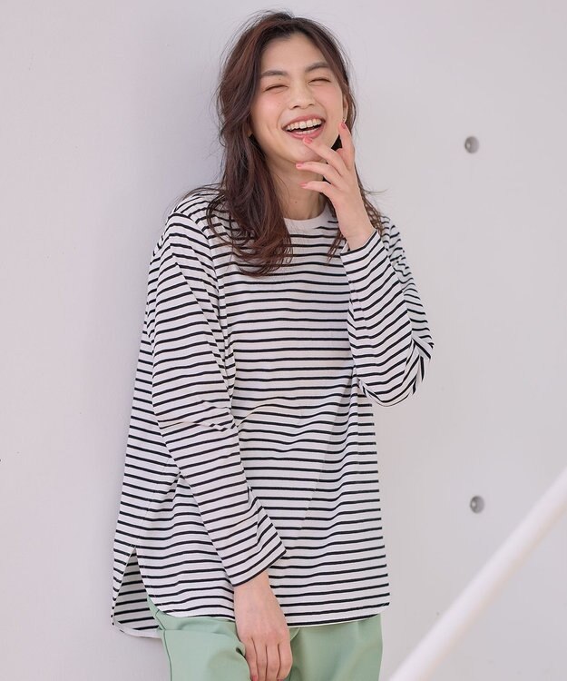 ANY テールロングTシャツ ボーダー