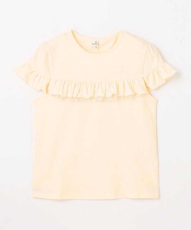 組曲 KIDS 【UVケア】【150-160㎝】フレアラッフル Tシャツ クリーム