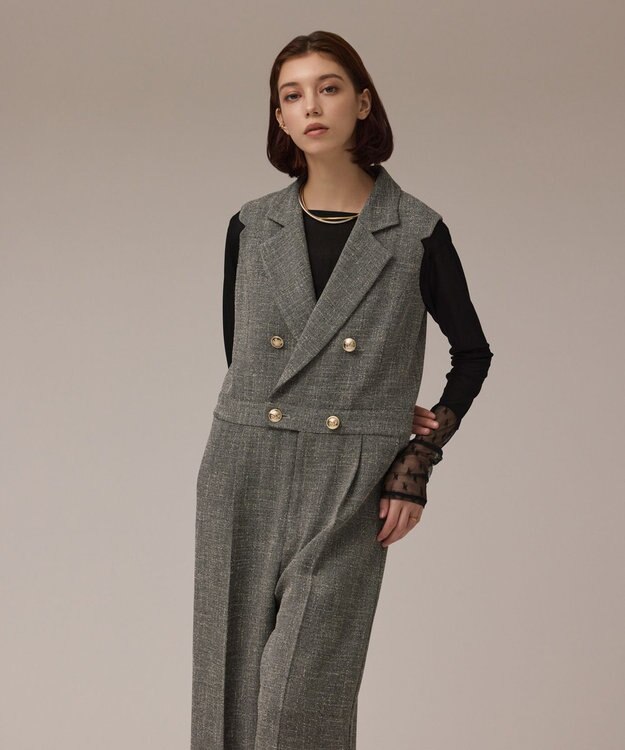 GRACE CONTINENTAL ツイードテーラーサロペット グレー