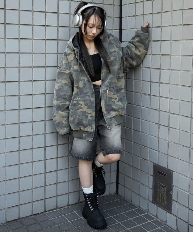 WEGO ワーカーズキルトフードブルゾン 柄1