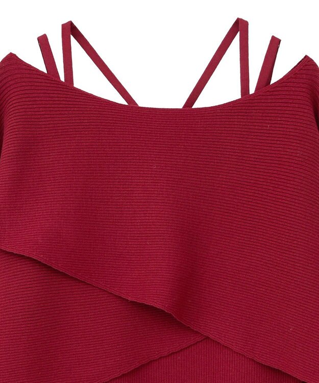 earth music&ecology 【2WAY】【洗濯機洗い可】SET2点クロスニット＋キャミソール Bordeaux