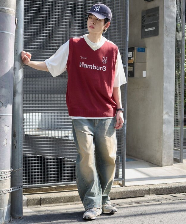 WEGO 【２点SET】アンサンブルゲームロゴニットベスト ワイン