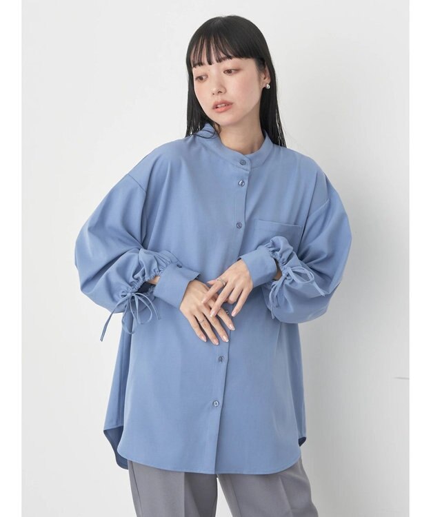 earth music&ecology リボンポイントシャツチュニック Sax