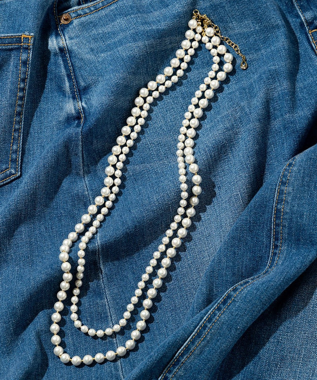23区 【ご好評につき追加】2WAY パール ロング ネックレス ホワイト系