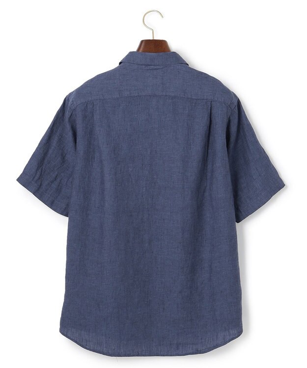 J.PRESS MEN オープンカラーリネンパッチシャツ ネイビー系