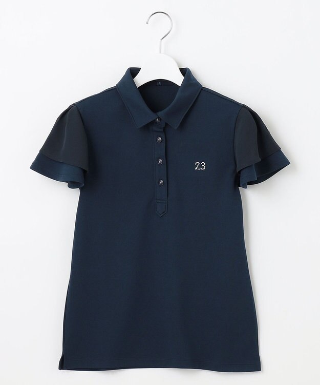 23区GOLF フェミニン＆エレガント【WOMEN】レイヤースリーブシャツ ネイビー系