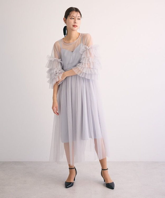 Green Parks ・Ｒａｉｌｍｅ　チュールワンピース（インナーＯＰ付） Light Gray