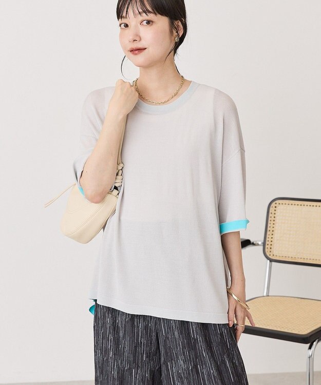 AMERICAN HOLIC 配色コクーンシルエットニット Light Gray