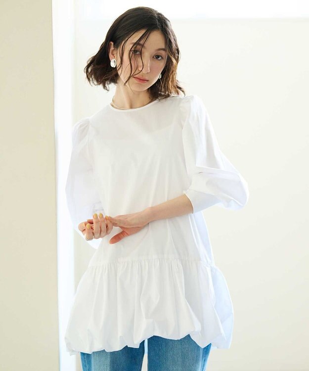 #Newans バルーンヘムブラウス ホワイト