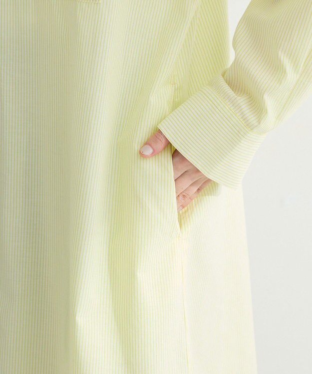 Green Parks ＵＶカットシャツワンピース Stripe Yellow