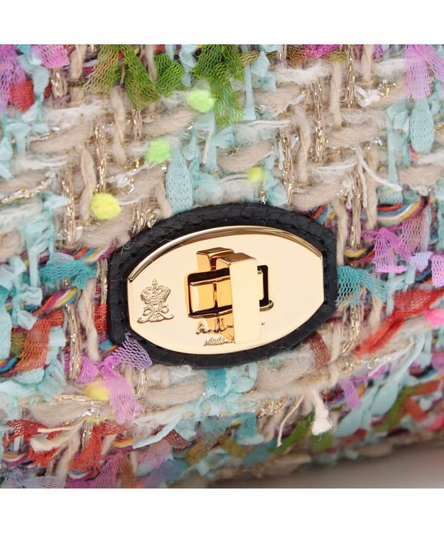 A.D.M.J. ファンシーツイードクラッチショルダー BLUE MULTI/NAVY