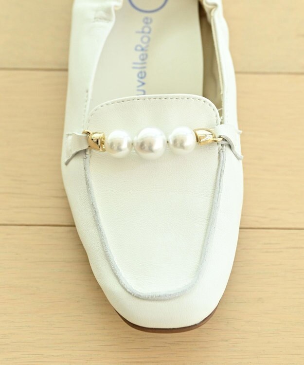 nouvelleRobe Oū 【本革・高反発】Pearl loafers スクエアトゥパルビットローファー アイボリー
