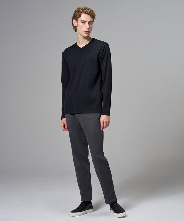 JOSEPH HOMME テックリブジャージー　Vネックカットソー ブラック系