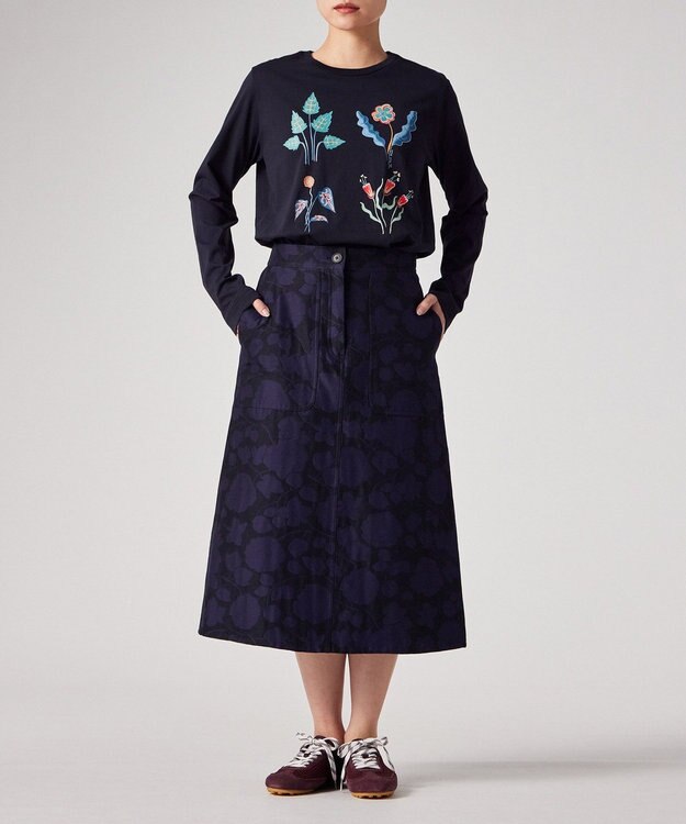 Paul Smith Perforated Floral ジャカード スカート ネイビー