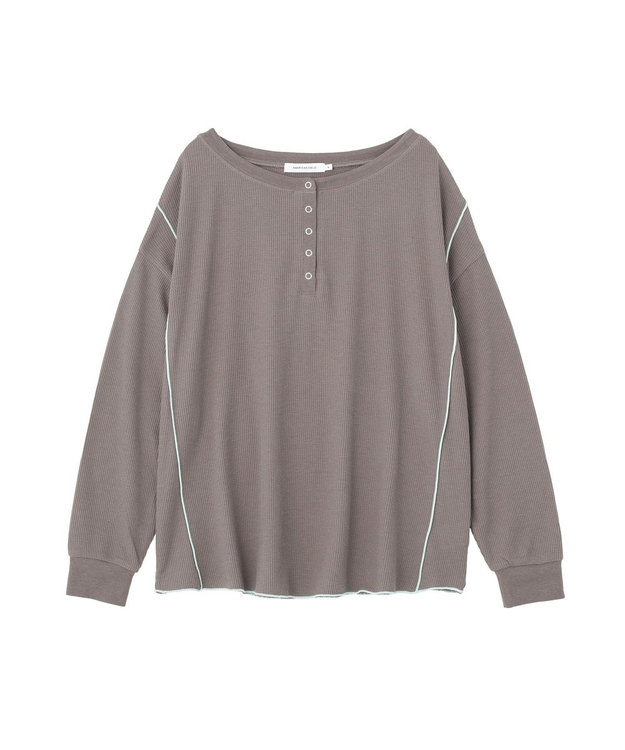 AMERICAN HOLIC 【選べる丈】ヘンリーネックワッフルメロープルオーバー Charcoal Gray