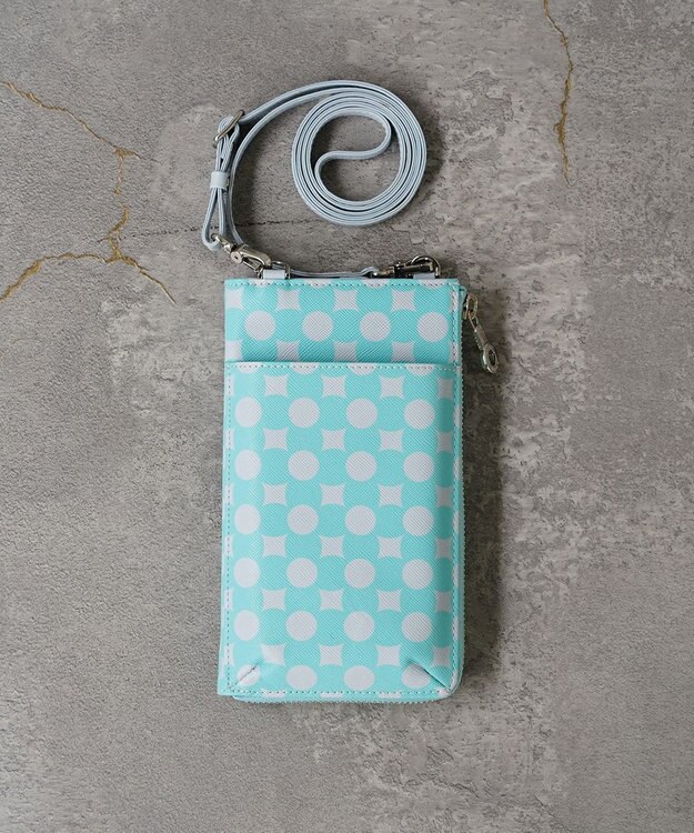 MIYABIYA La quoh with kirakaracho 南蛮七宝プリントレザー スマホポシェット 空色(そらいろ)